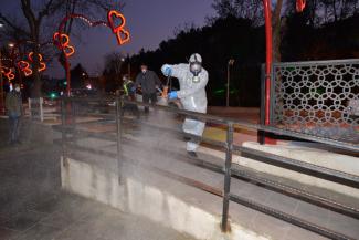 Bilecik Belediyesi tarafından korona virüs salgını için dezenfekte çalışması